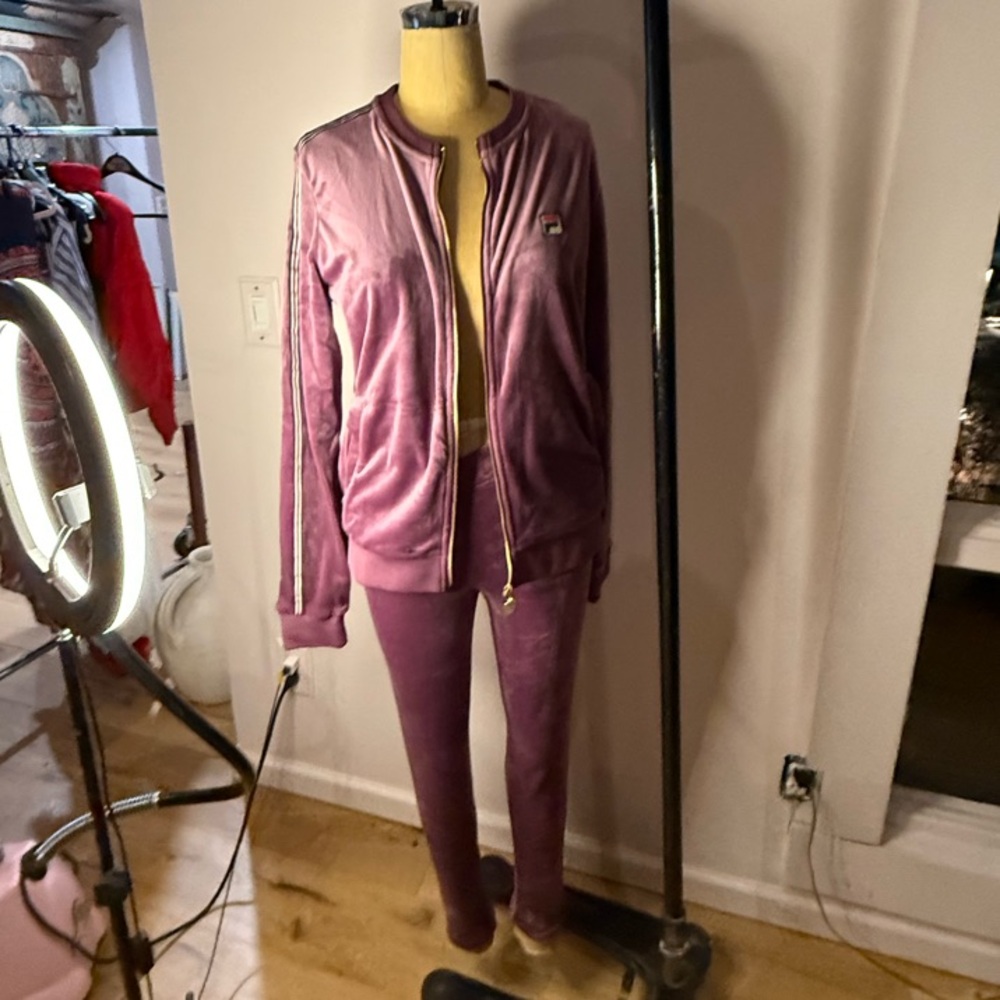 FILA grape purple velour Tracksuit Medium